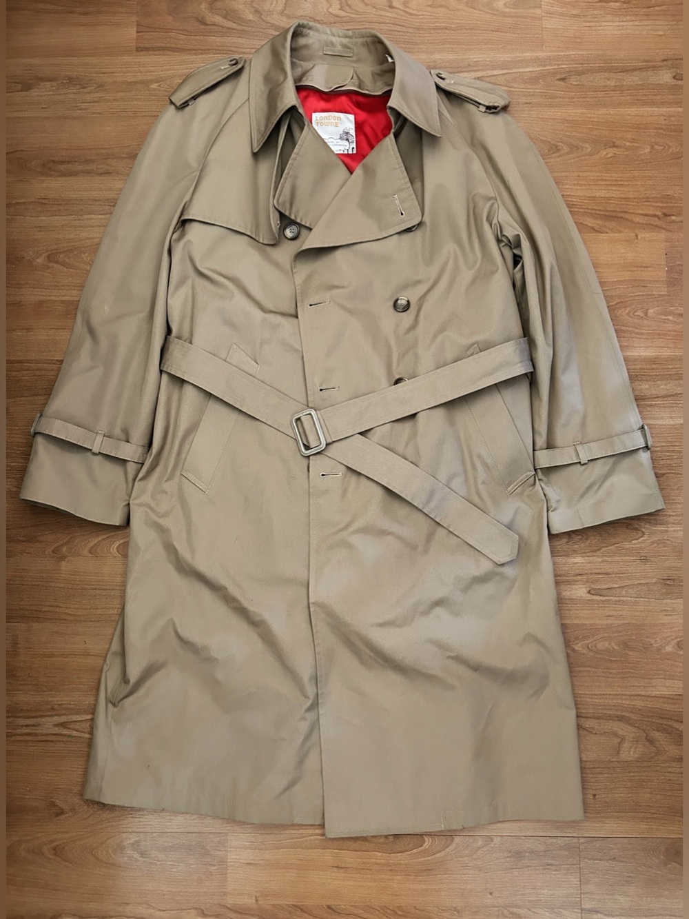 Vtg 1980's London Towne Men's Trench Coat Double Breasted Removable Liner 42 EUC